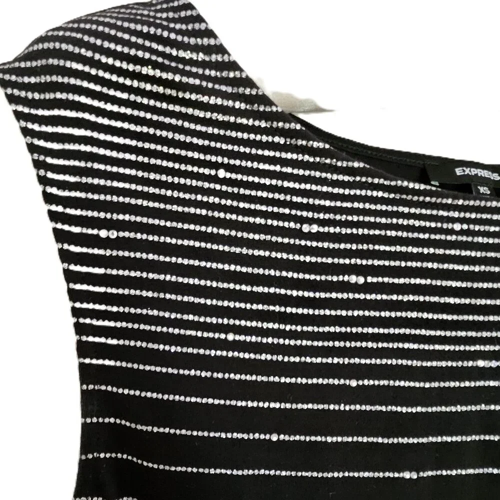 RESORT READY EXPRESS BLACK  and SILVER SLEEVELESS MINI DRESS SIZE XS - Picture 2 of 9